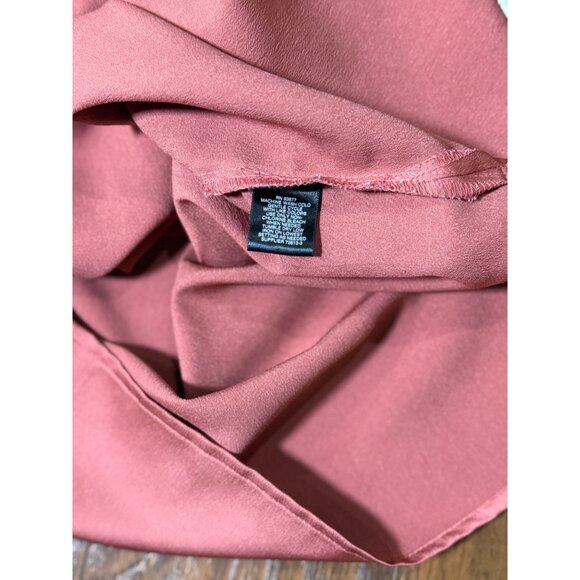 Liz Claiborne CAREER Womens Cap Sleeve Pleated Blouse Silky Shine Pink S Preppy - Picture 10 of 10